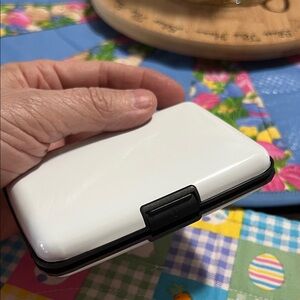 New Sleek White Card Wallet with Black Accent